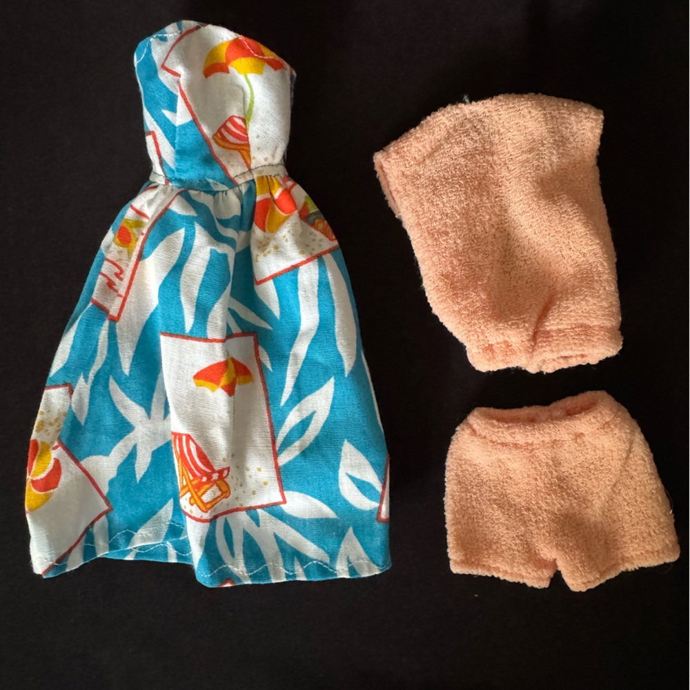 🌷 Two Vintage 1980s Barbie Summer Outfits - Sundress and Terrycloth Matching Set